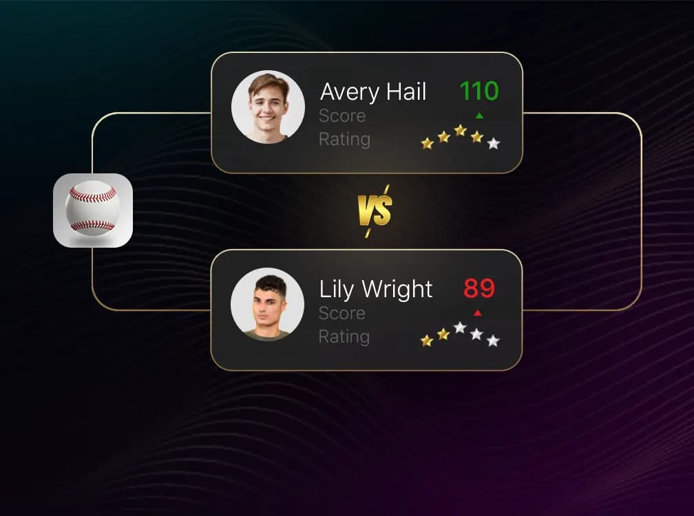 Athlete assessment platform comparing player scores, ratings, and performance for roster selection.